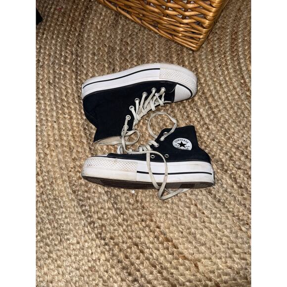 Platform high top converse in black womens size 5 - Picture 1 of 6